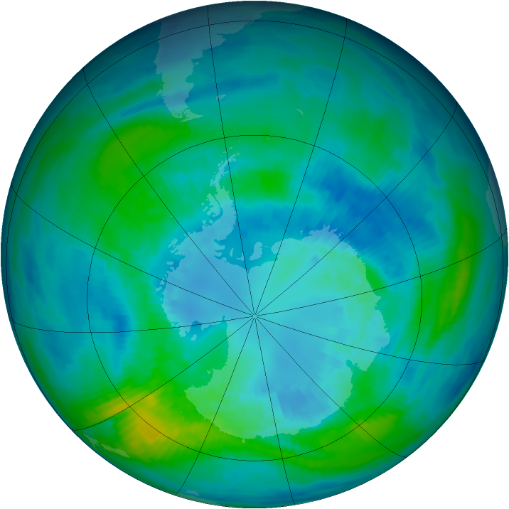 Antarctic ozone map for 08 April 1984